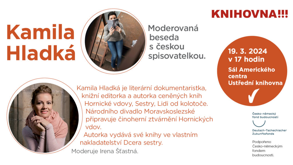 Plakát k besedě s autorkou Kamilou Hladkou